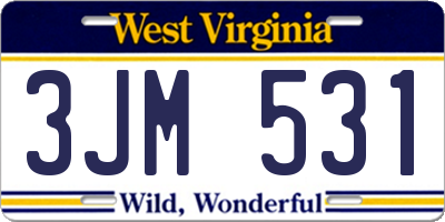 WV license plate 3JM531