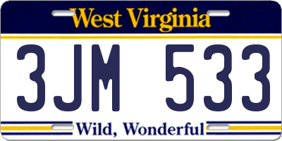 WV license plate 3JM533
