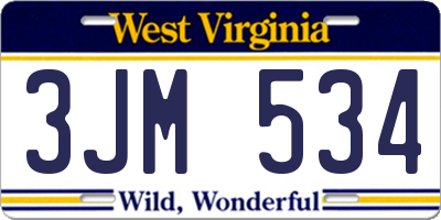WV license plate 3JM534