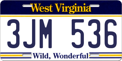 WV license plate 3JM536