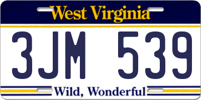 WV license plate 3JM539