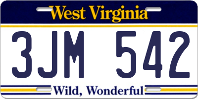 WV license plate 3JM542