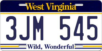 WV license plate 3JM545
