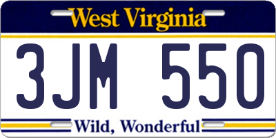 WV license plate 3JM550