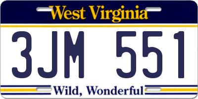 WV license plate 3JM551