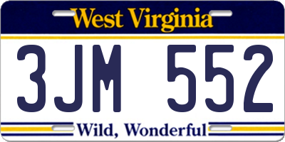 WV license plate 3JM552