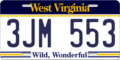 WV license plate 3JM553