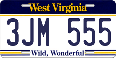 WV license plate 3JM555