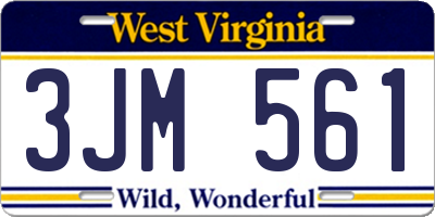 WV license plate 3JM561