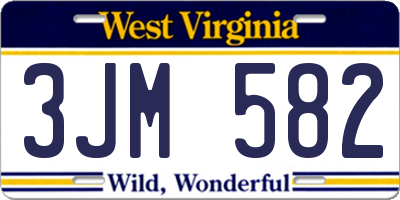 WV license plate 3JM582