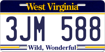 WV license plate 3JM588
