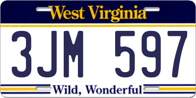 WV license plate 3JM597
