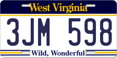 WV license plate 3JM598