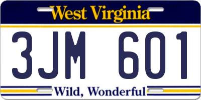 WV license plate 3JM601
