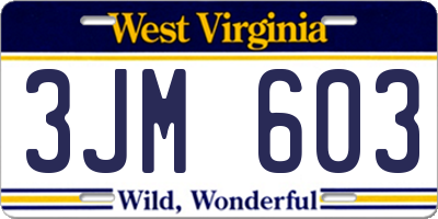 WV license plate 3JM603