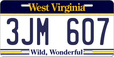 WV license plate 3JM607