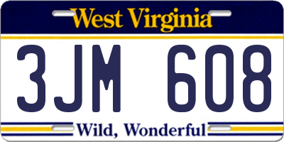 WV license plate 3JM608