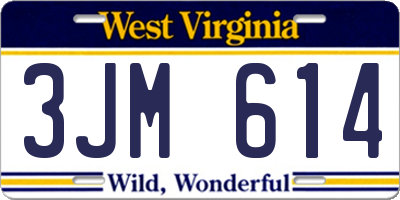 WV license plate 3JM614