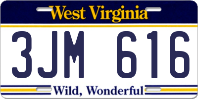 WV license plate 3JM616