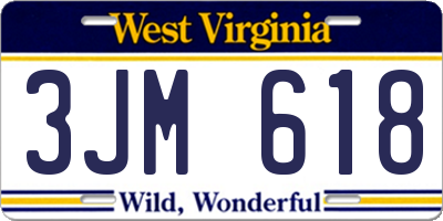 WV license plate 3JM618