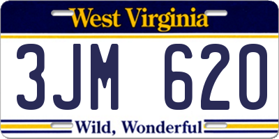 WV license plate 3JM620