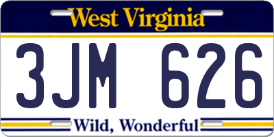 WV license plate 3JM626