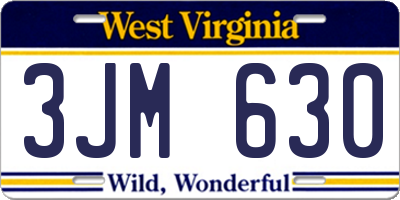 WV license plate 3JM630