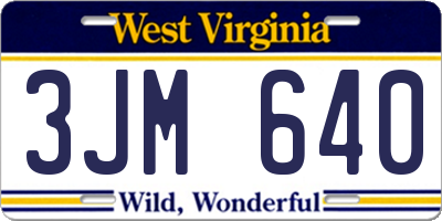 WV license plate 3JM640