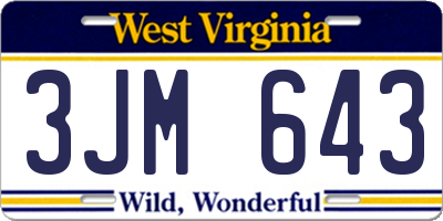 WV license plate 3JM643