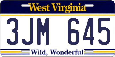 WV license plate 3JM645