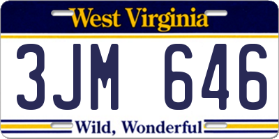 WV license plate 3JM646