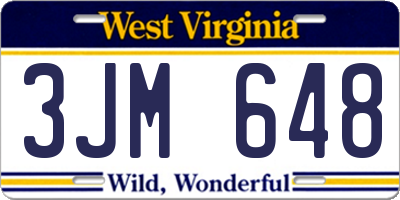 WV license plate 3JM648