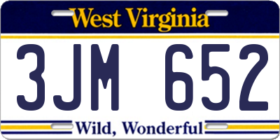 WV license plate 3JM652