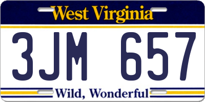 WV license plate 3JM657