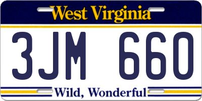 WV license plate 3JM660