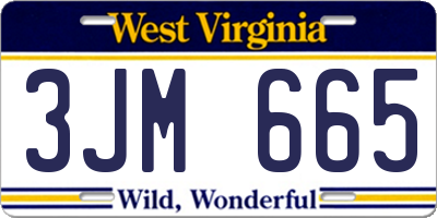 WV license plate 3JM665