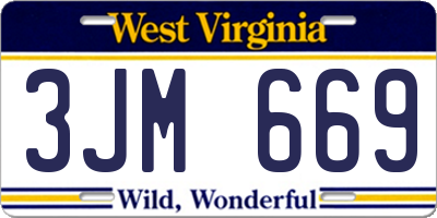 WV license plate 3JM669
