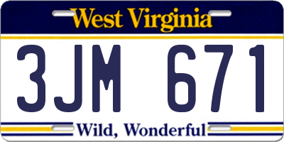 WV license plate 3JM671