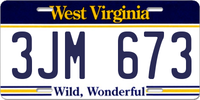 WV license plate 3JM673
