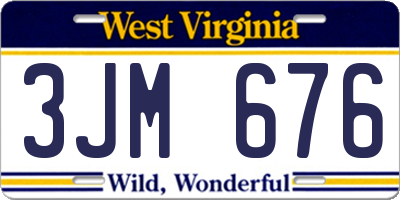 WV license plate 3JM676