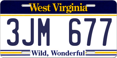 WV license plate 3JM677