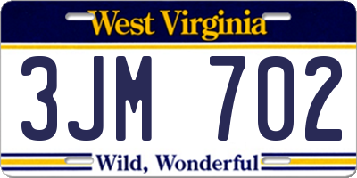 WV license plate 3JM702