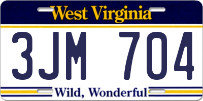 WV license plate 3JM704