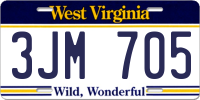 WV license plate 3JM705