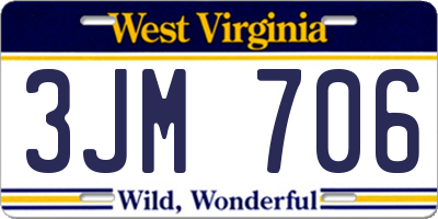 WV license plate 3JM706
