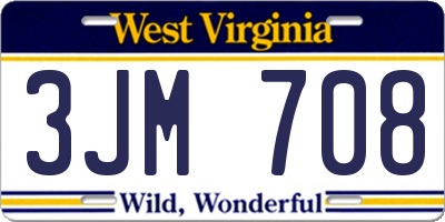 WV license plate 3JM708