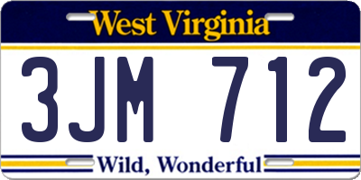 WV license plate 3JM712