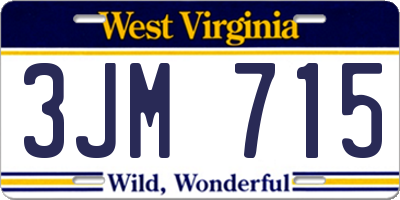 WV license plate 3JM715