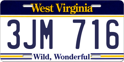 WV license plate 3JM716