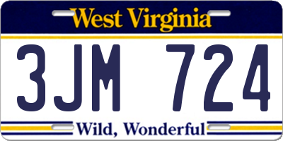 WV license plate 3JM724